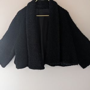 Vintage black faux curly sheep wool jacket TRENDING